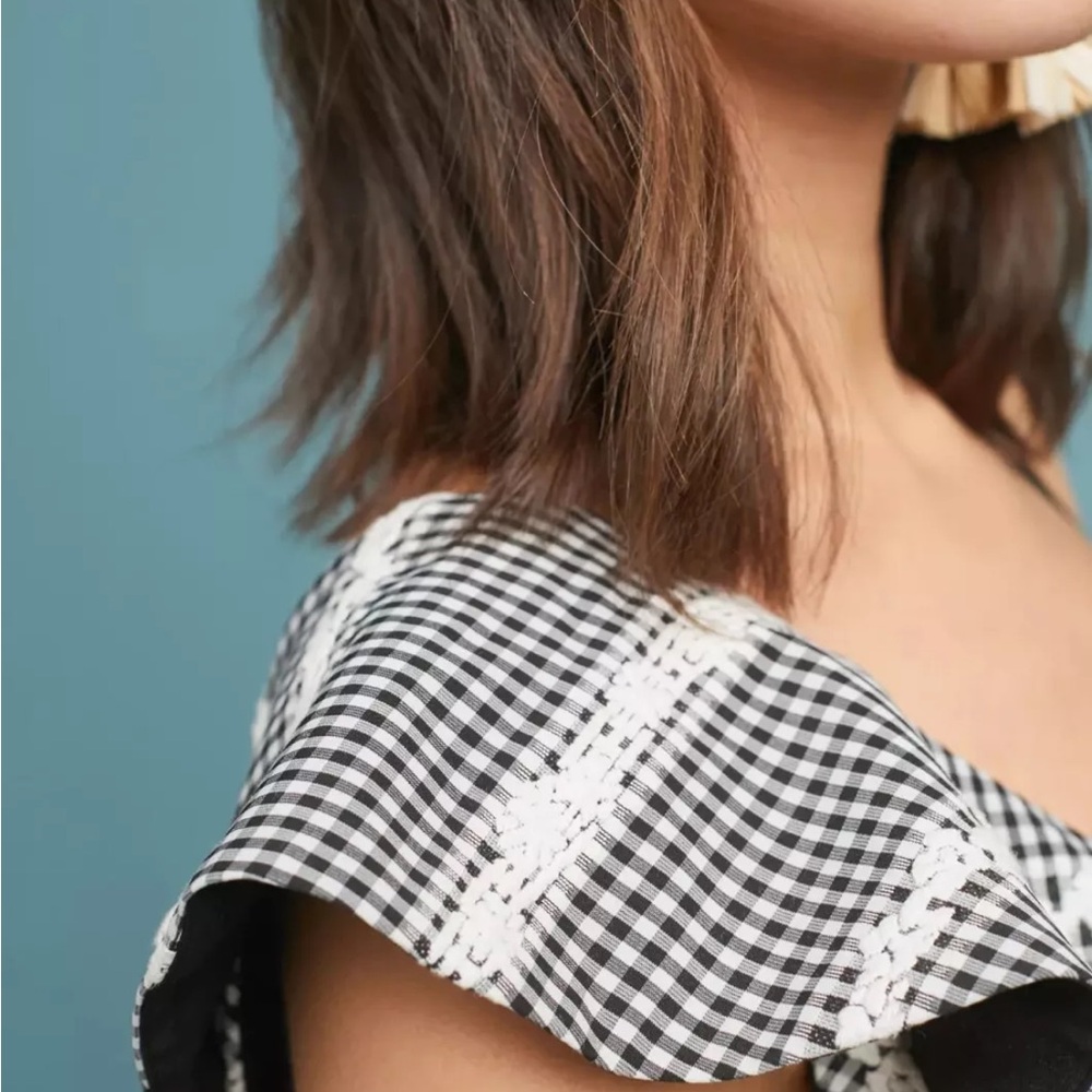 Adelyn Rae One Shoulder Gingham Checkered Ruffled Romper XS - Picture 4 of 13
